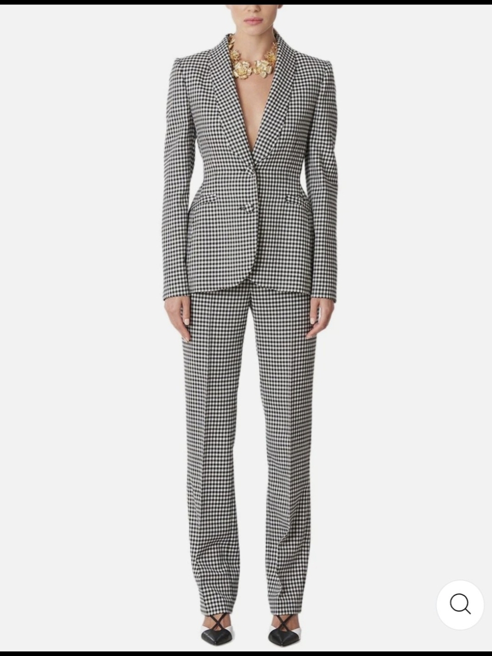 Carolina Herrera Black and White Houndstooth Tailored Jacket